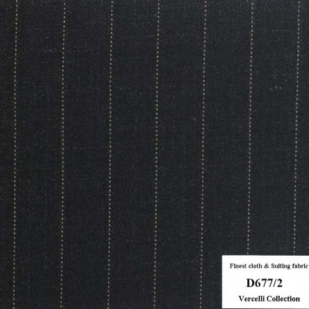 D677/2 Vercelli CXM - Vải Suit 95% Wool - Xanh Dương Sọc